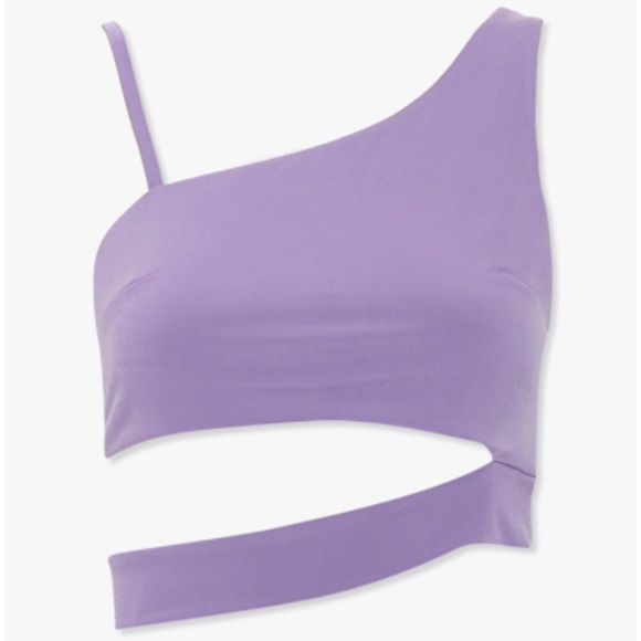 None Tops - Purple Cutout Crop Tank Top